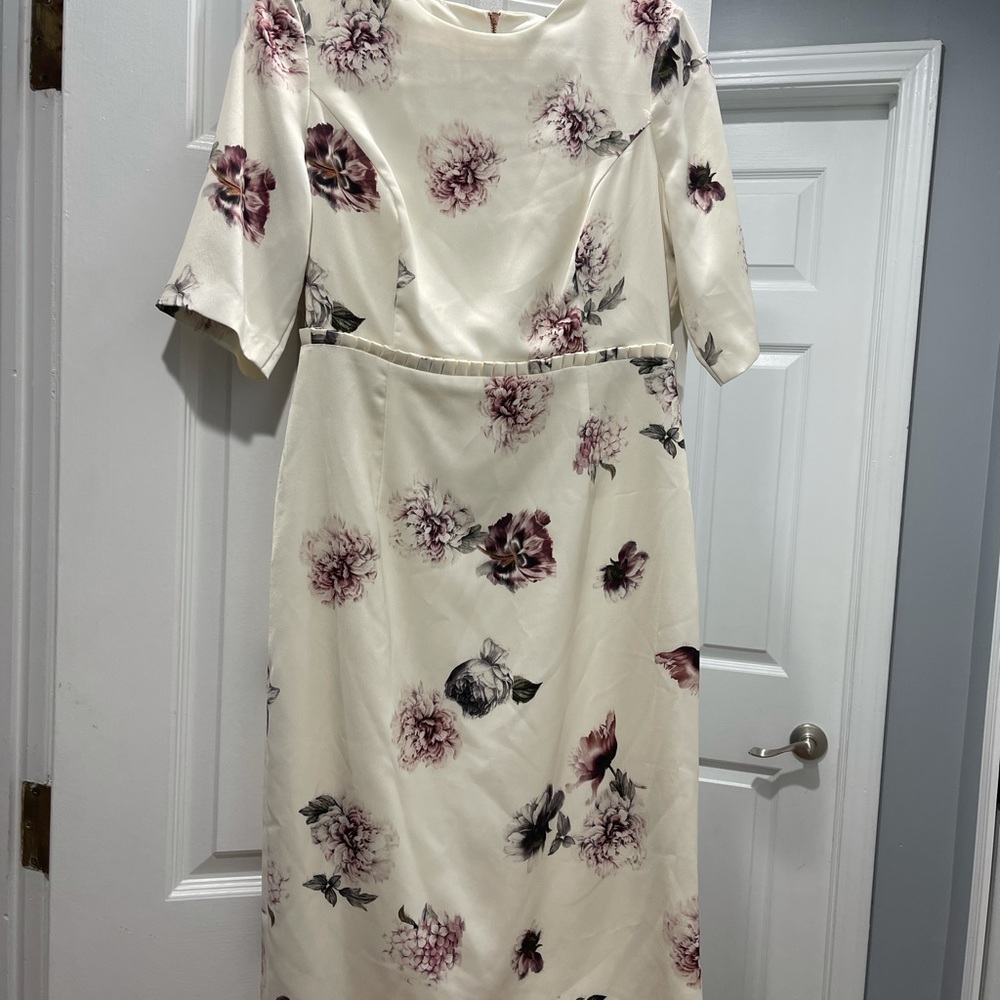Satin silky flower print dress
